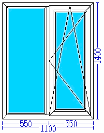 Пластиковое окно 1100×1400 мм