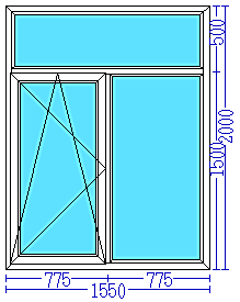 Пластиковое окно 1550×2000 мм