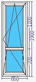 Пластиковая дверь 650×1900 мм