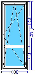 Пластиковая дверь 800×2050 мм